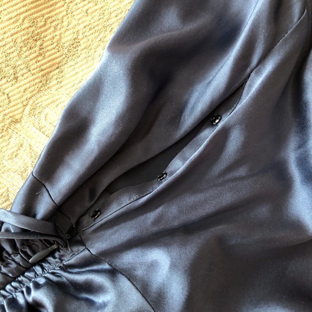 VERONICA BEARD Natasha Steel Blue Ruched Slip Dress - Picture 12 of 16